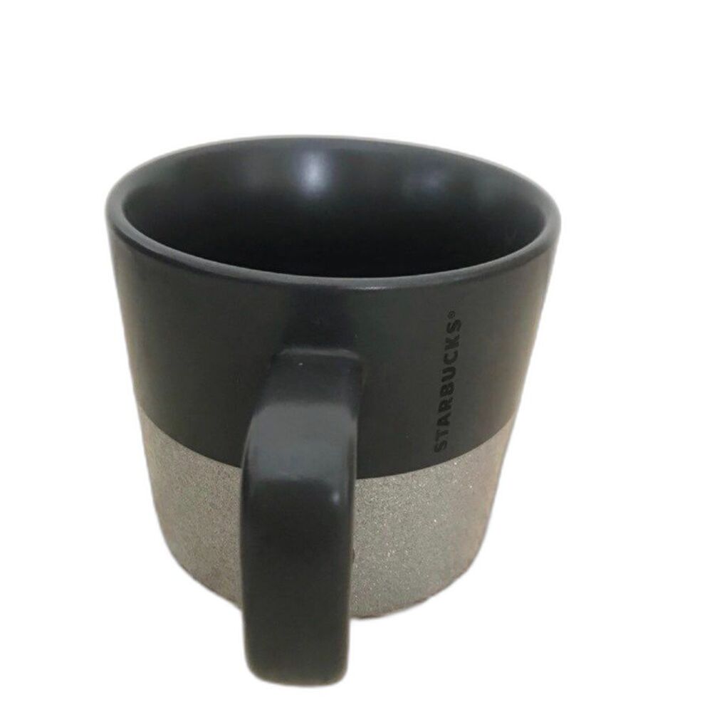 Starbucks 2018 Holiday 12 oz Silver & Charcoal Sparkle Glitter Stars Ceramic Mug